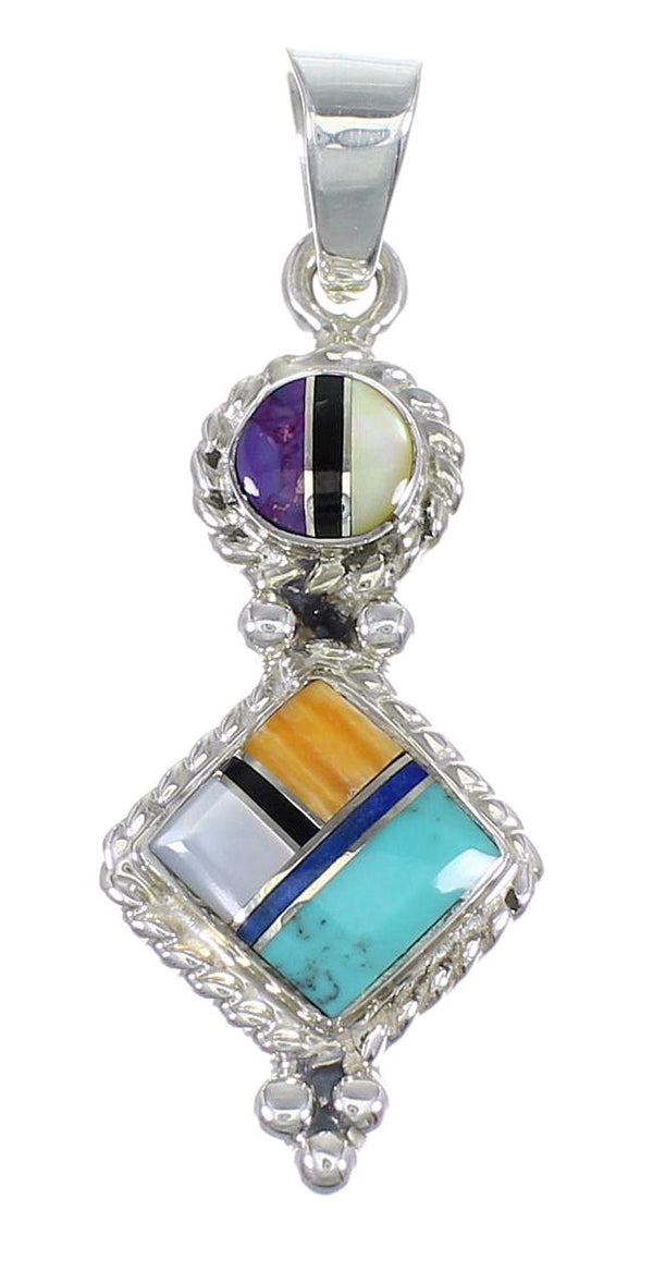 Genuine Sterling Silver Southwest Multicolor Pendant RX74235